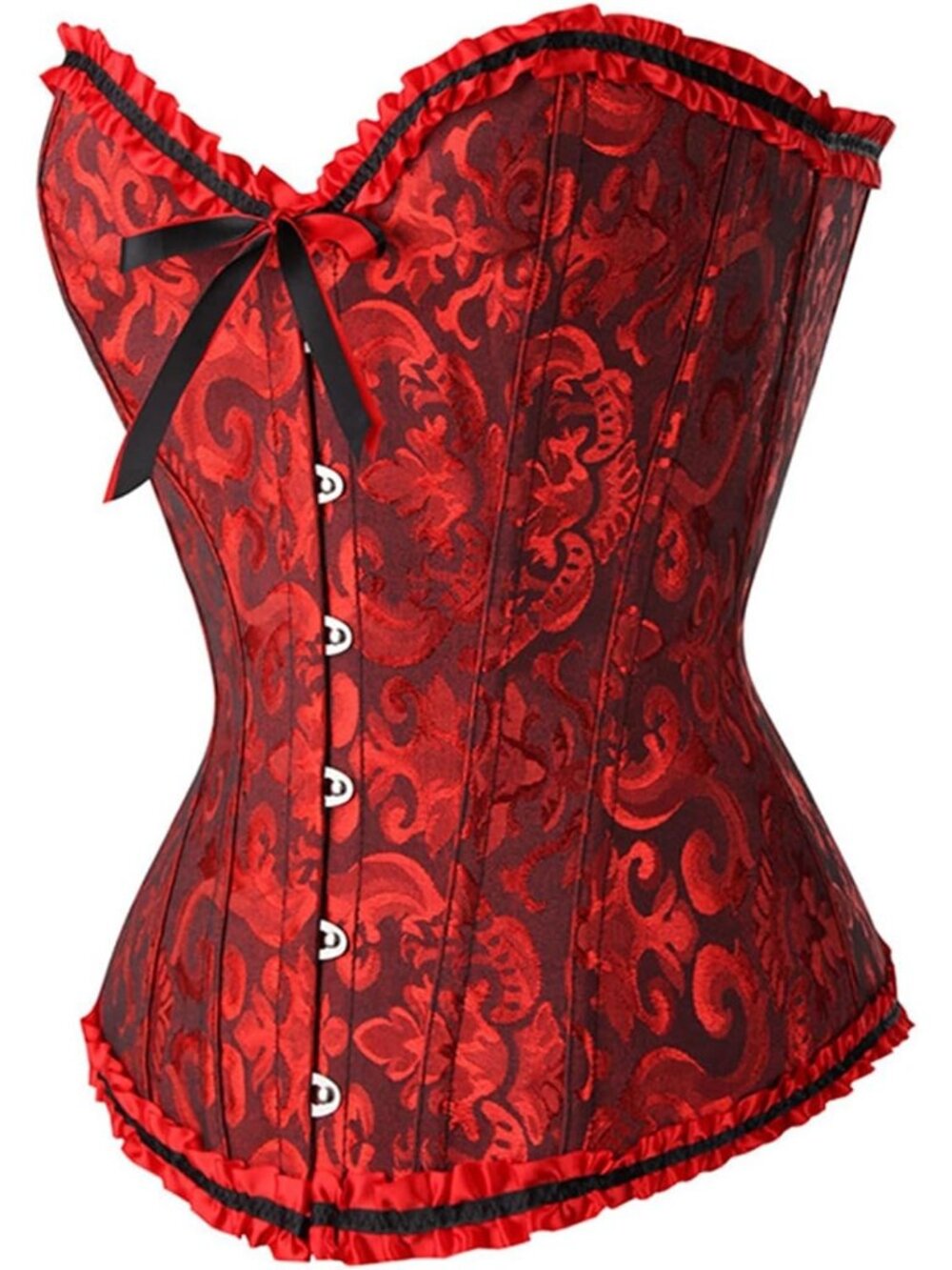 Women's Dark Red Sweetheart Neck Renaissance Lace Bustier Corset Lingerie Top